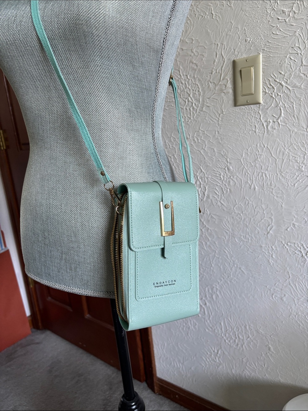 Mint Crossbody Phone Bag with Clear Window - Unbranded